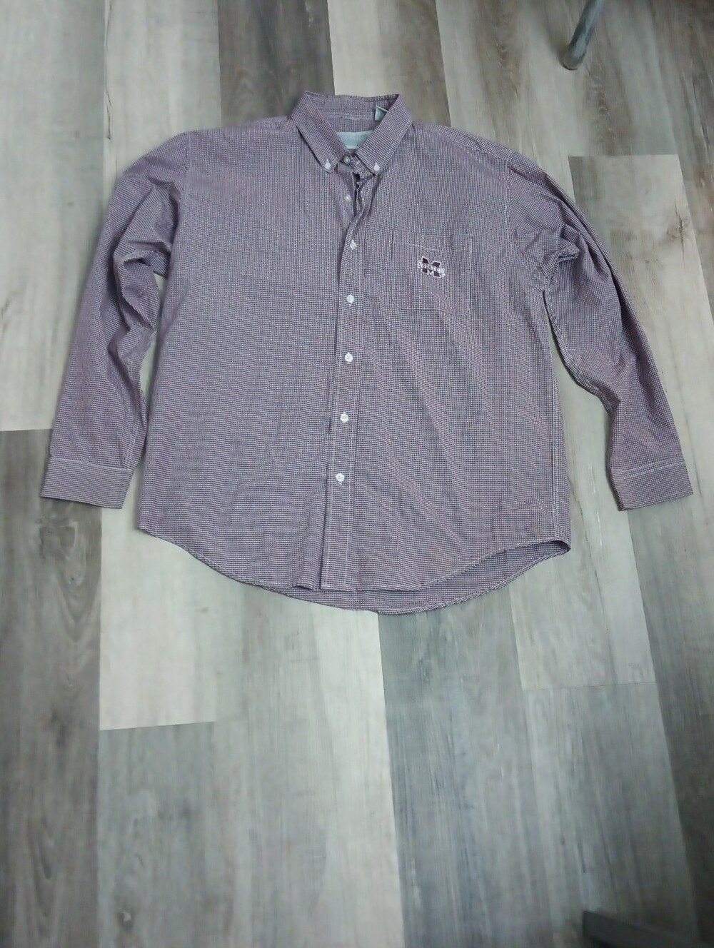 Men's Long-Sleeve Button-Down Shirt in Maroon Campus Specialties Mississippi St